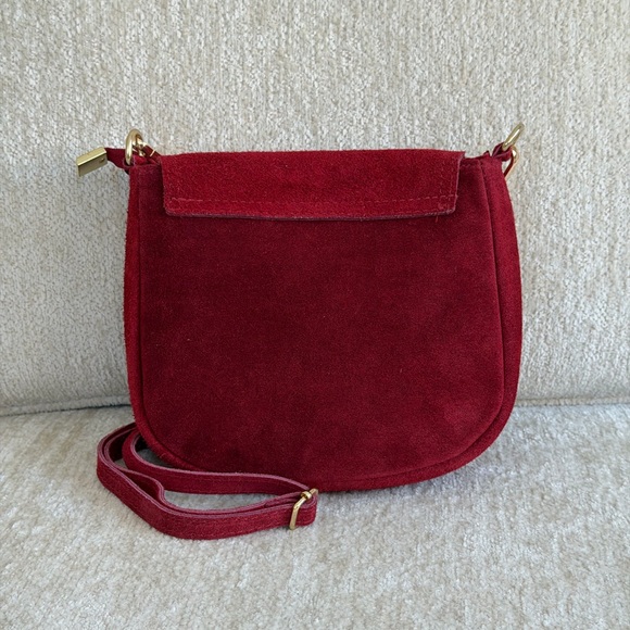 Persaman New York Red Suede Studded Crossbody Bag, Made in Italy - Picture 6 of 15